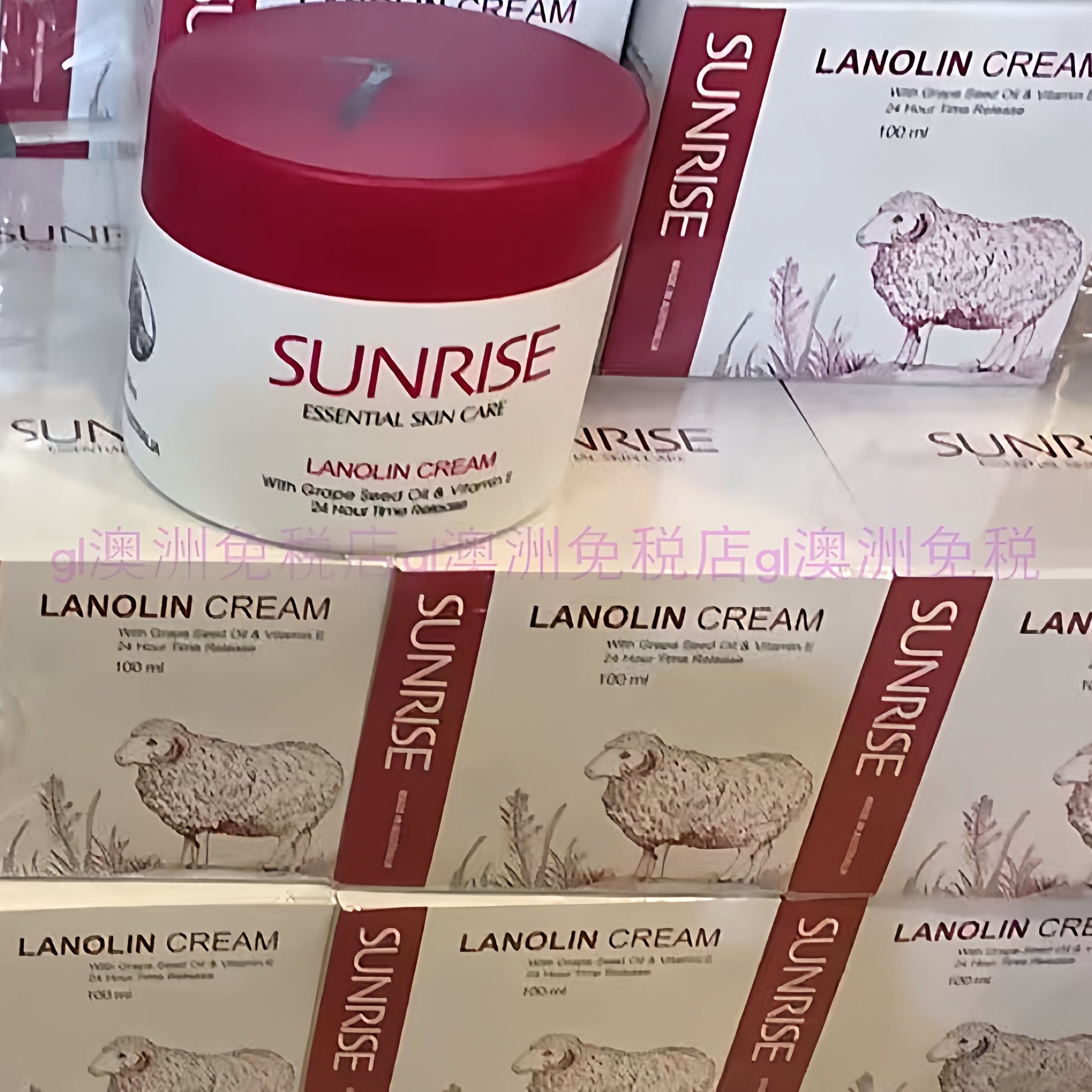 澳洲进口Sunrise羊胎素葡萄籽绵羊油placenta天然薰衣草面霜100ml - 图2