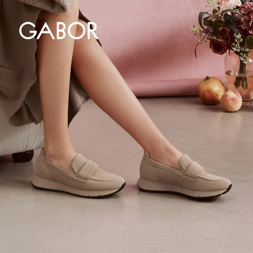 Gabor德国嘉步400601单鞋 26AW秋冬新品 绒面厚底乐福鞋 - 图0