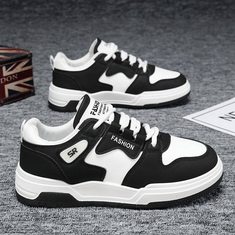 男鞋2025冬季新款黑白拼色青少年国潮板鞋韩版百搭休闲运动鞋潮鞋,淘宝优惠券,粉丝福利购,淘宝优惠卷