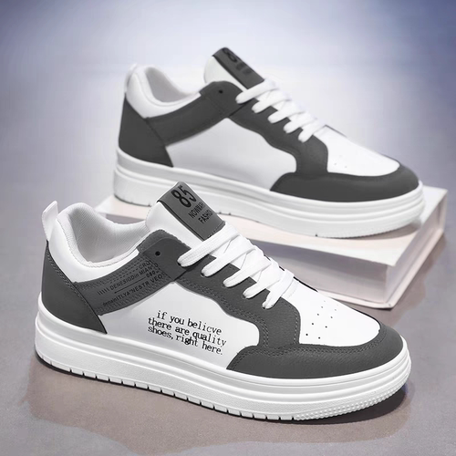 2026新款男鞋春季透气男士休闲鞋百搭厚底低帮学生平底鞋男款板鞋 - 图0