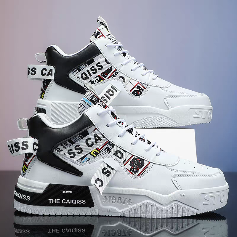 鞋子男2025年新款潮流百搭冬季高帮板鞋校园耐磨防滑运动休闲潮鞋 - 图0