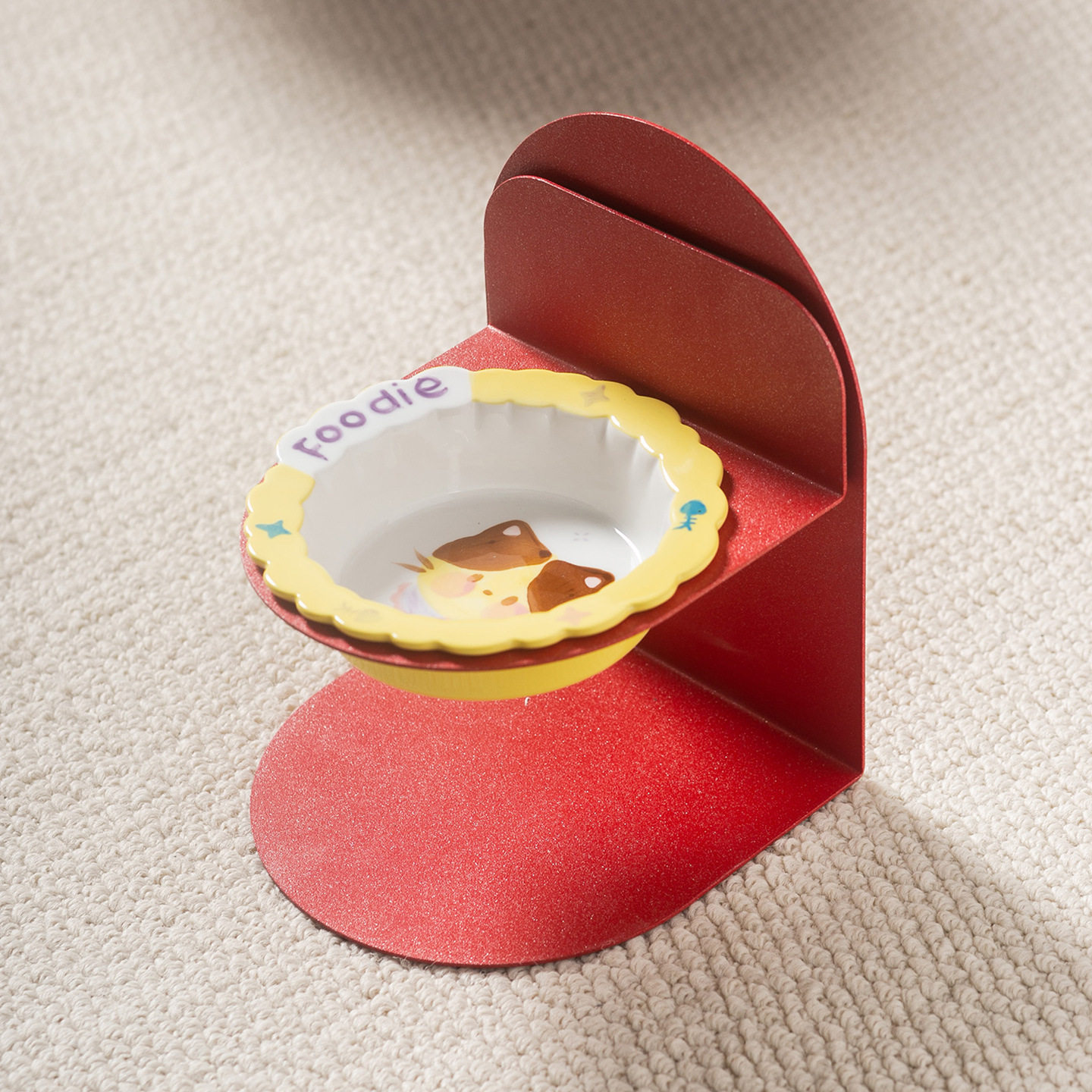 手绘猫狗图案陶瓷碗带磁吸铁架家用防打翻宠物碗猫碗狗碗护颈水碗,淘宝优惠券,粉丝福利购,淘宝优惠卷