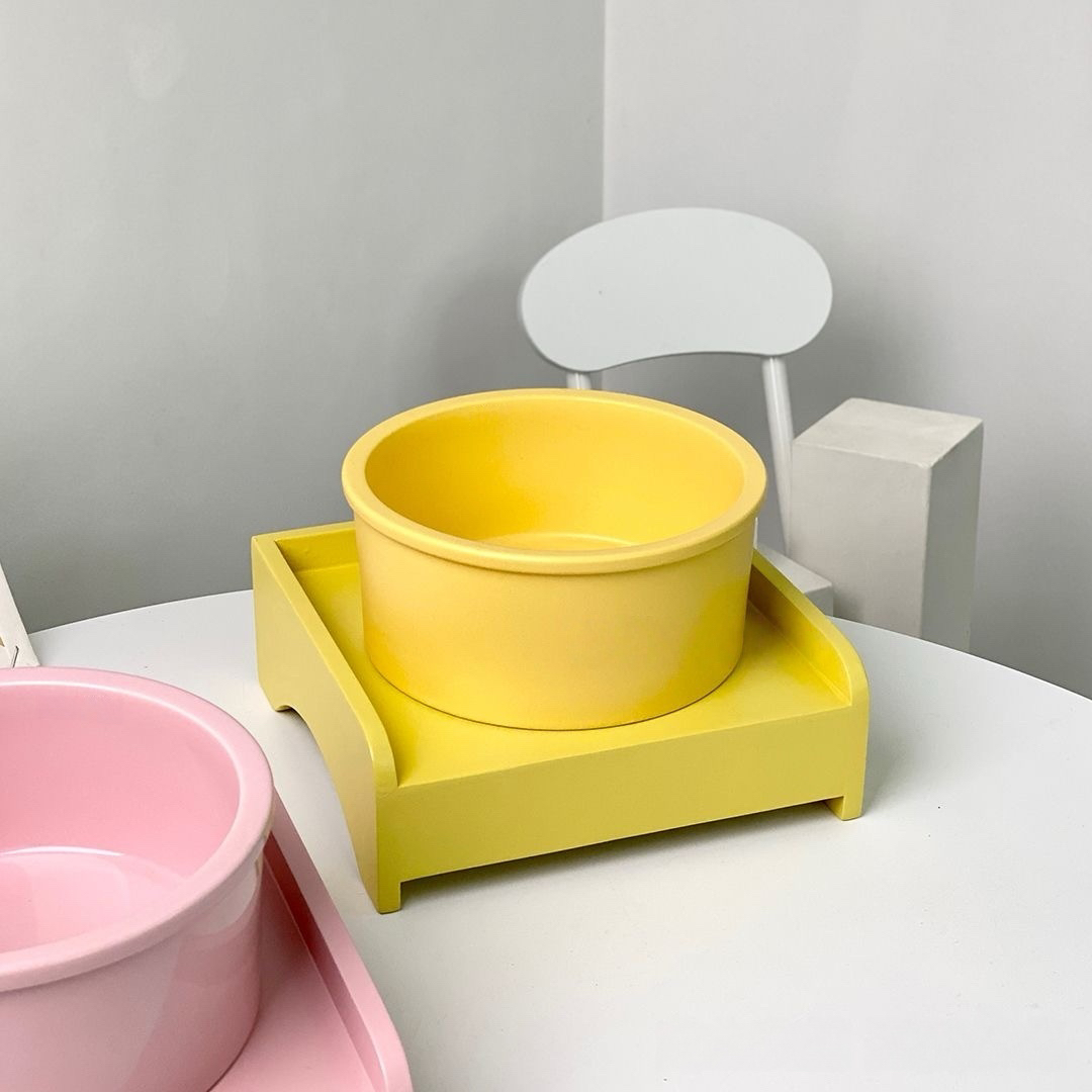 韩国BD宠物碗陶瓷大直径直筒防打翻猫狗碗护颈木架猫咪喝水食盆 - 图2