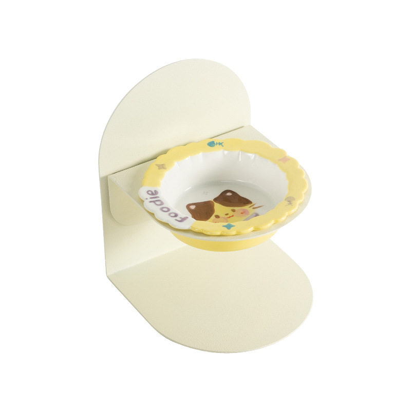 手绘猫狗图案陶瓷碗带磁吸铁架家用防打翻宠物碗猫碗狗碗护颈水碗,淘宝优惠券,粉丝福利购,淘宝优惠卷