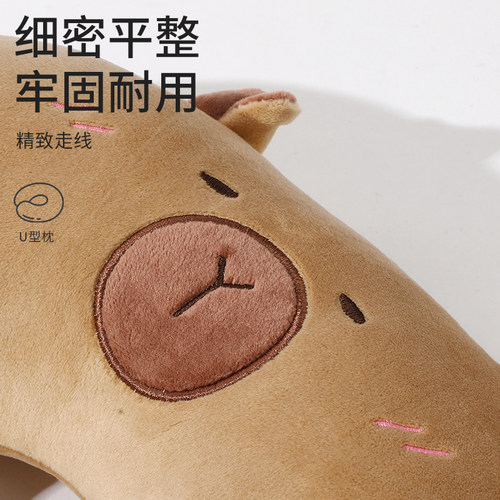 卡皮巴拉u型枕可变形水豚玩偶可爱卡比巴拉毛绒玩具公仔生日礼物 - 图3