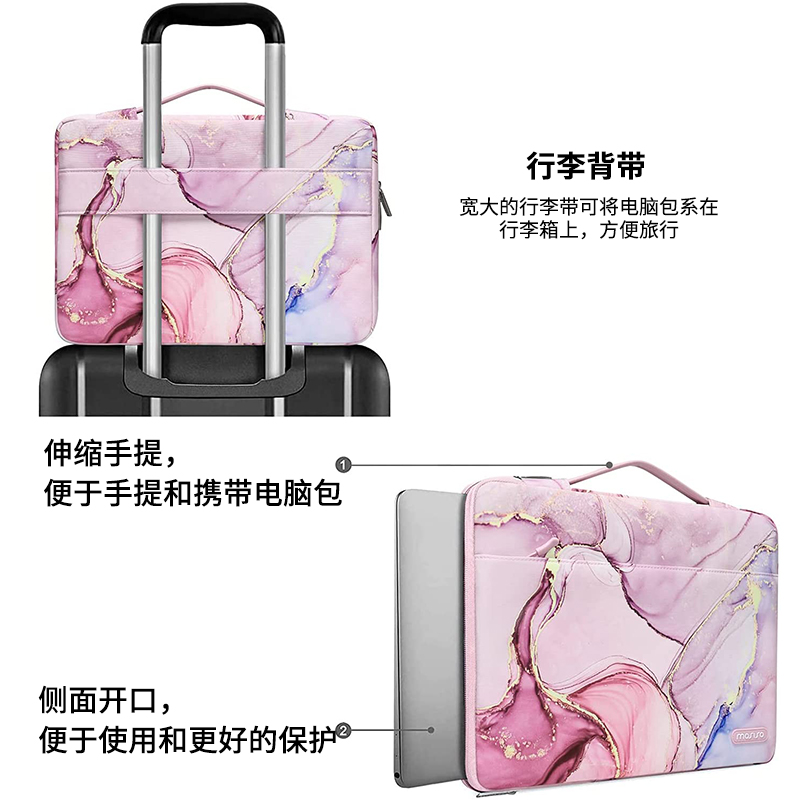 mosiso适用苹果air13.6笔记本电脑包女手提华为d14内胆包联想惠普-图1