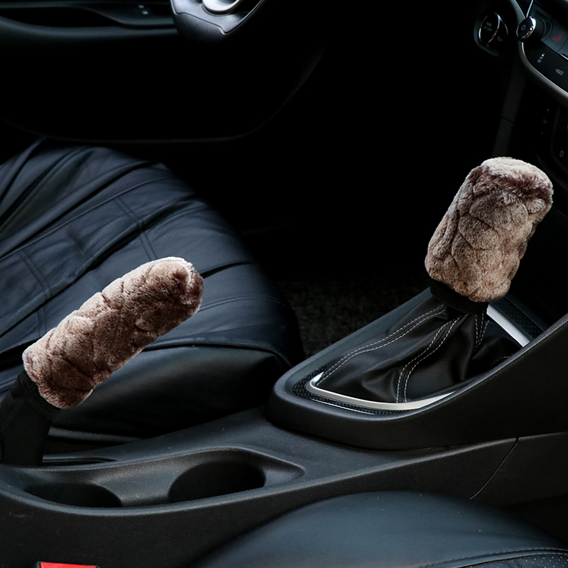 毛绒汽车档把套档杆套车挡套手动自动挡通用型手刹套档位套装冬季 - 图1