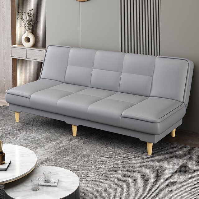 Balcony leather sofa single bed simple folding sofa bed rental lunch bed apartment living room bedroom