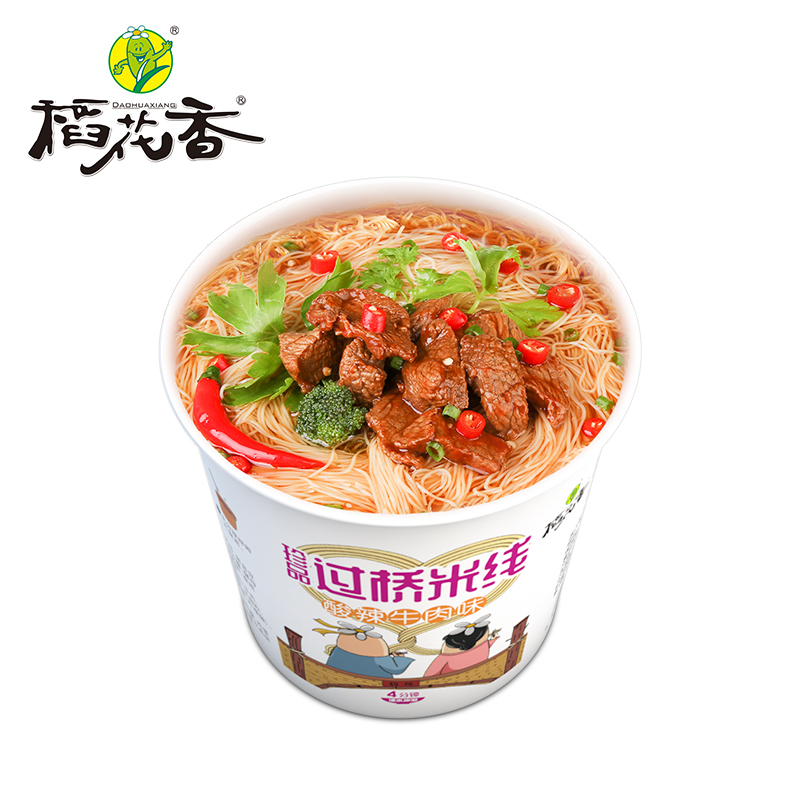 稻花香 珍品过桥米线非油炸速食方便面云南酸辣粉丝整箱泡面6桶装