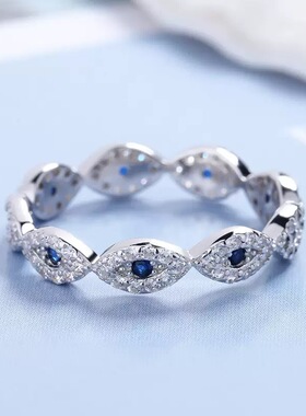 S925纯银恶魔之眼满钻女士戒指