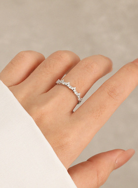 S925纯银皇冠镶钻轻奢女士戒指