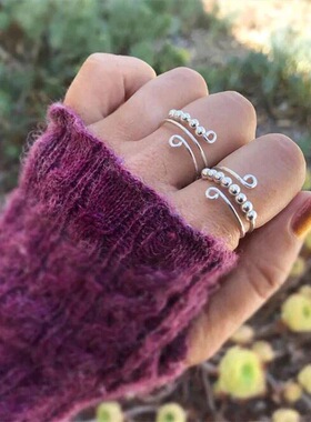 S925纯银解压转动戒指女食指环