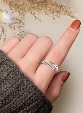 S925纯银复古十字架开口戒指