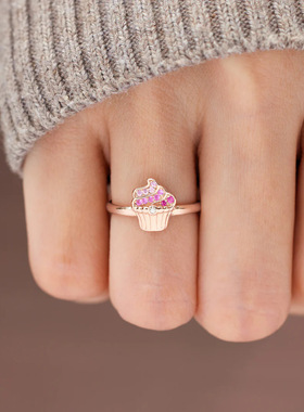 S925纯银雪糕镶彩色锆石戒指