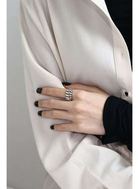 S925复古泰银嘻哈活口女戒