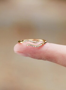 S925纯银简约波浪蛇形开口戒指