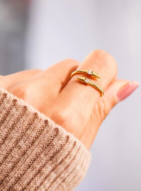 S925纯银双箭头开口轻奢女戒