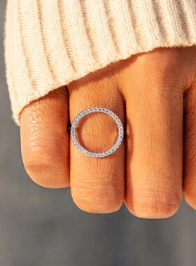 S925纯银满钻镶锆食指戒指