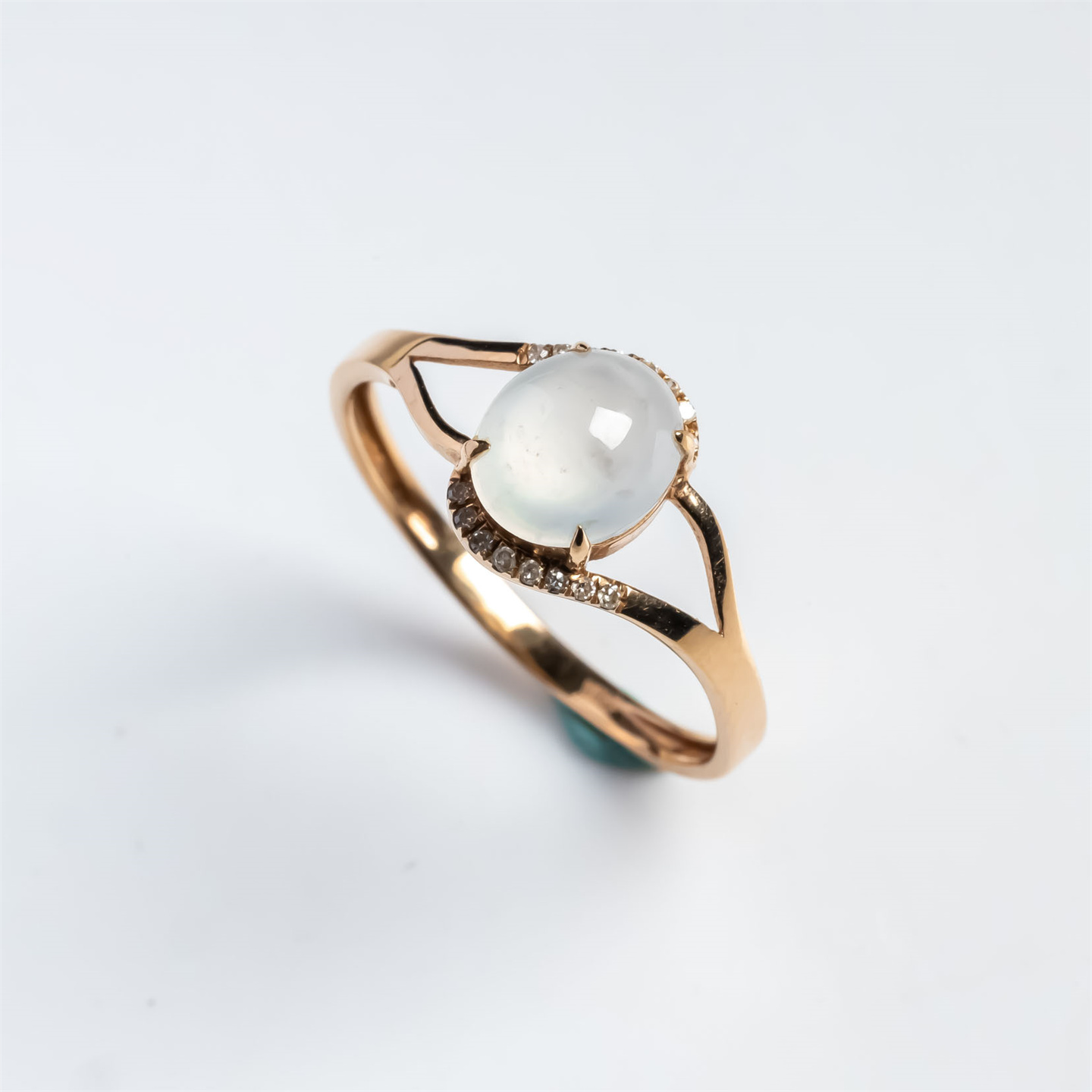 天然翡翠A货冰种老坑冰透白冰戒指18K缅甸时尚女款翡翠戒面戒指 - 图3