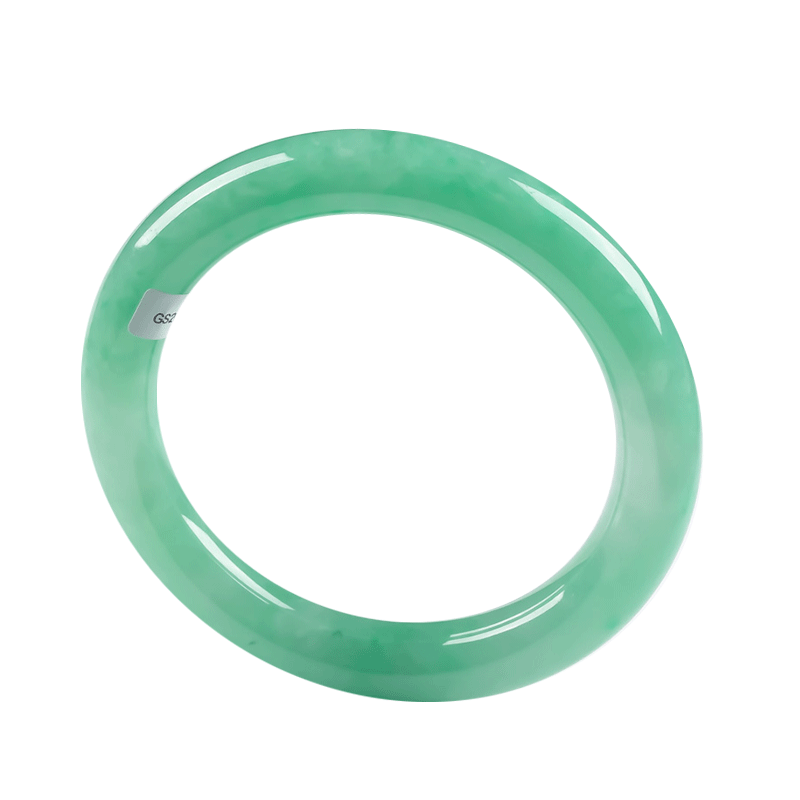 圆条冰糯种满绿色圆形玉镯60mm镯子 翠贵人手饰