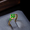 Natural Jade A Type Four Leaf Clover 18K Gold