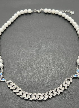 国潮白松石古巴男女蝴蝶项链