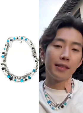 朴宰范同款嘻哈珍珠花朵蘑菇项链