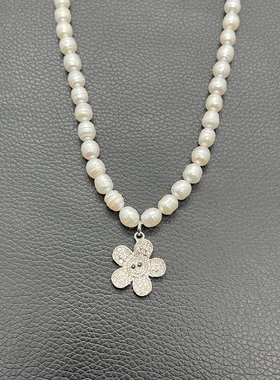 古力娜扎同款珍珠雏菊花项链女