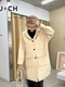 CU+CH autumn and winter women's Korean style hooded mid-length sheep wool woolen coat