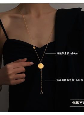 双层项链女2022年新款气质网红钛钢K金色ins性感高级感不掉色个性