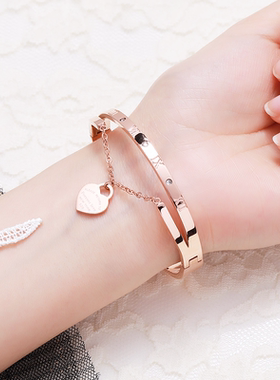 手镯玫瑰金韩版简约个性潮人