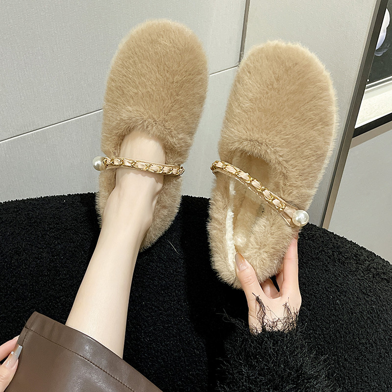 毛毛鞋女外穿2025年秋冬新款韩版平底加绒豆豆鞋孕妇一脚蹬棉瓢鞋,淘宝优惠券,粉丝福利购,淘宝优惠卷