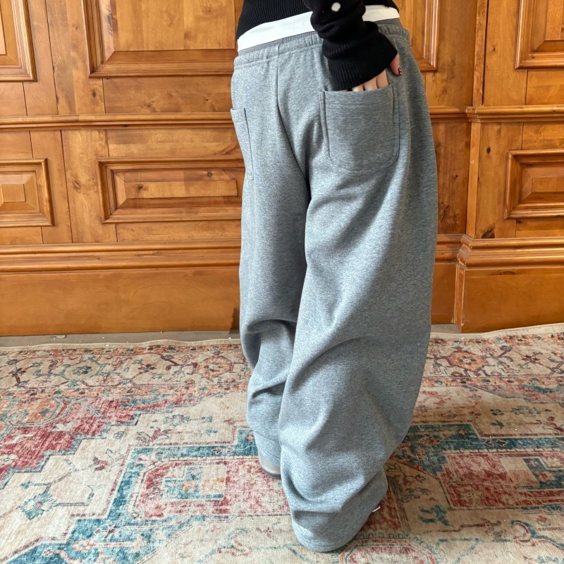 local aliens外星沙龙美式复古灰色松紧加绒卫裤百搭宽松弯刀裤,淘宝优惠券,粉丝福利购,淘宝优惠卷
