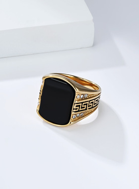 霸气大号13号男戒复古长城纹ring