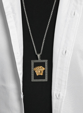 杜莎蜡像欧美街头钛钢项链男士小