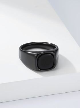 大号13号中性风简约方形黑宝石钛