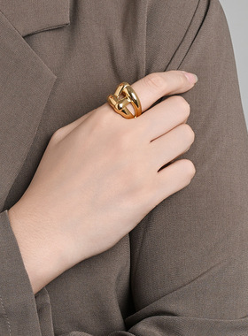 小号五号ring光面钛钢金色戒指女