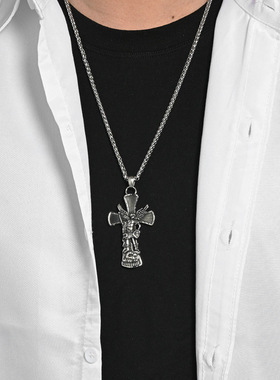 项链文艺风文艺复古做旧天使钛钢