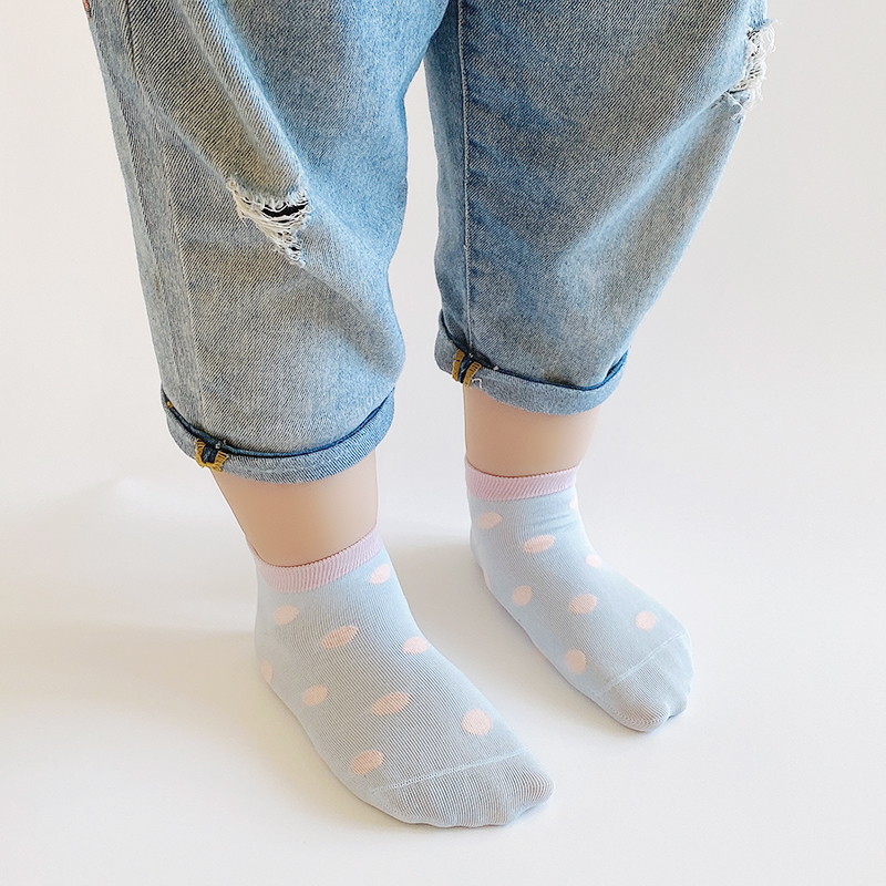 儿童袜子春夏季韩版带小点点可爱清新1-15岁男童女童宝宝短筒棉袜