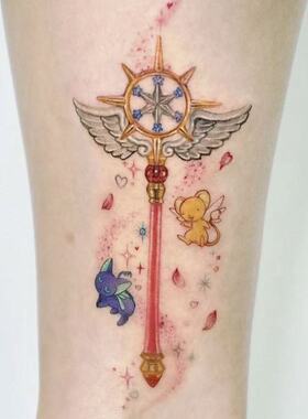 魔法少女樱法杖纹身贴纸持久可爱