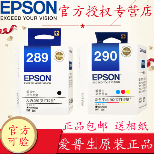 爱普生Epson 289号黑色墨盒289 290号黑色彩色墨盒 WorkForce WF-100 WF-110打印机原装黑色彩色墨盒 - 图0