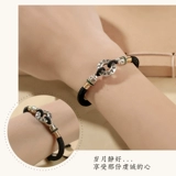 Защитный амулет, пряжка, плетеный браслет с одной бусиной подходит для мужчин и женщин для влюбленных, серебро 925 пробы, простой и элегантный дизайн