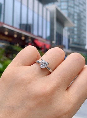 珠宝 彩宝款欧美流行高碳仿真白钻8*8心型戒指首饰