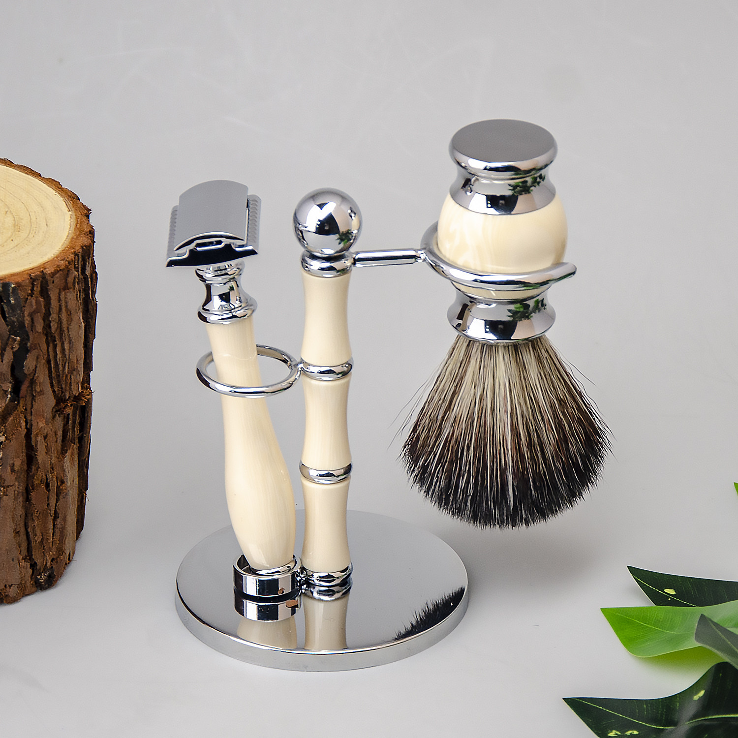 ZY手动剃须刀套装3件套男士双面剃刀刮脸刀胡须刀剃须刷剃须支架,淘宝优惠券,粉丝福利购,淘宝优惠卷