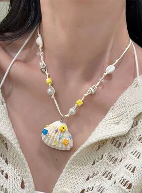 海边夏日度假海滩海星贝壳项链2025串珠设计新款小众锁骨配饰