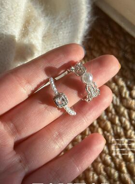 2026新款法式珍珠蕾丝戒指女小众设计轻奢高级感复古叠戴指环开口