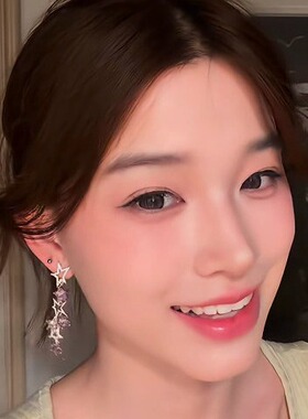 紫色星星流苏吊坠耳钉女2026新款小众设计感耳环时尚百搭气质耳夹