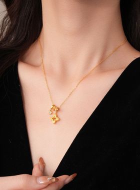 金色镂空设计感项链女2026新款轻奢小众颈链高级感吊坠毛衣链配饰