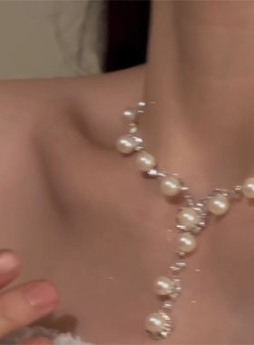 超闪满钻锆石珍珠项链女2026新款轻奢精致小众高级感锁骨链颈链潮