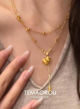 【金缕叠情】双层葫芦金色夏天叠戴项链女新中式锁骨链复古高级感